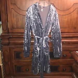 Velvety Hooded Robe with Pockets